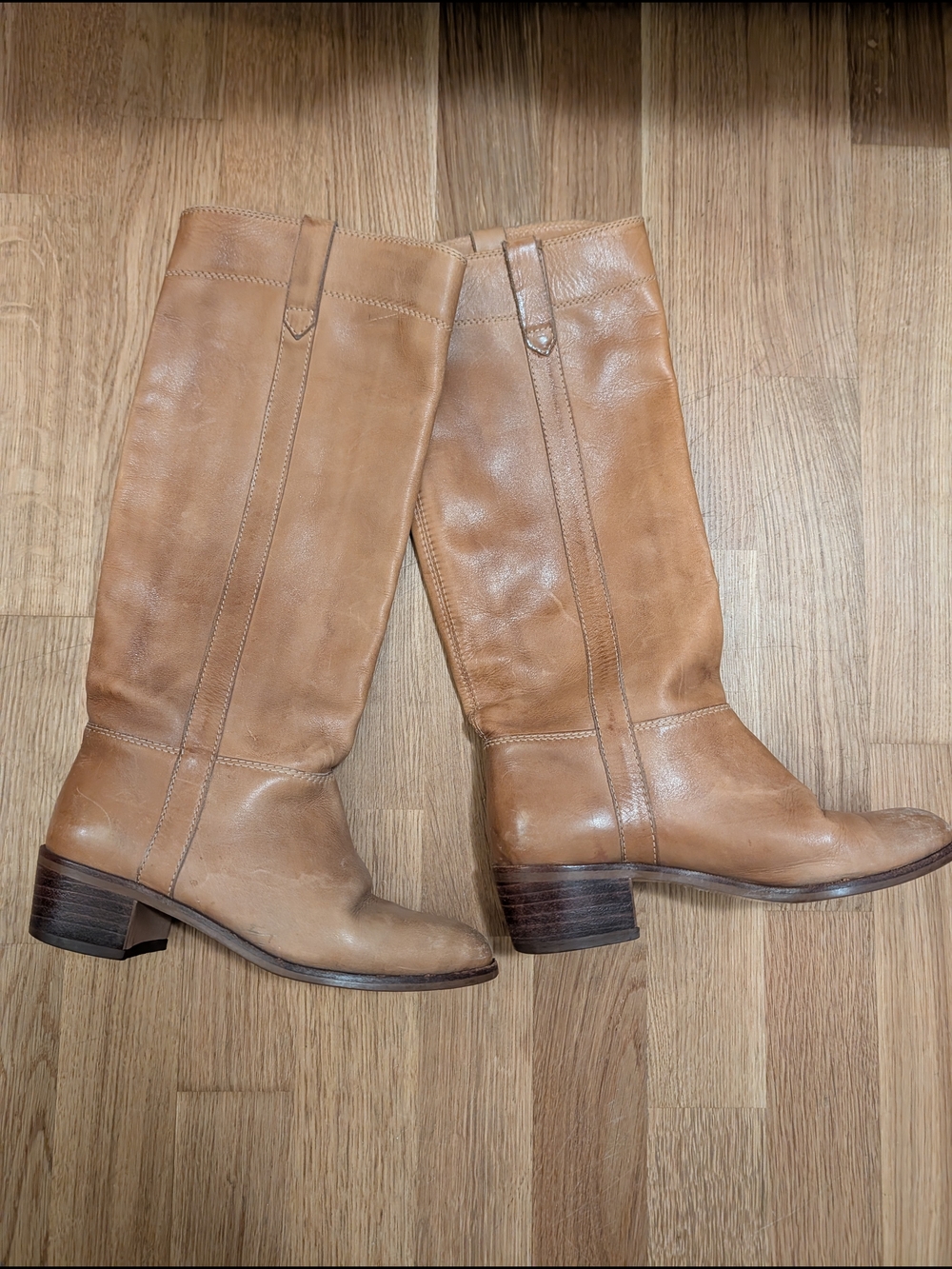 Vintage Tan Leather Knee-High Frye Campus Style Boots